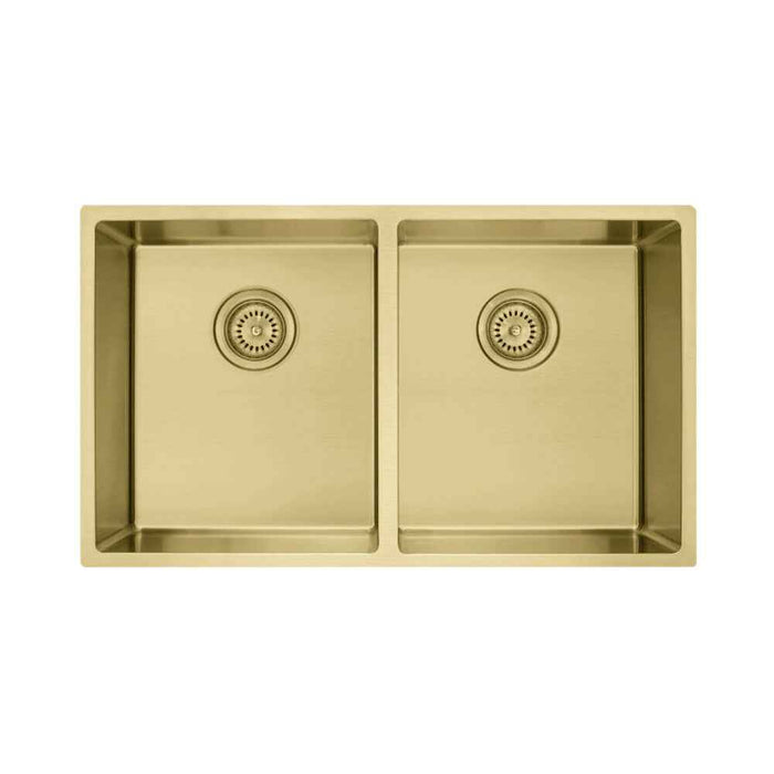 860*440*200*1.2mm MN Stainless Steel Light Gold Round Corner Double Bowl Top Mount or Undermount PVD Sink