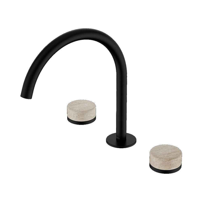 Nero Serenity Lead-Free DZR Brass Bath/Kitchen Set Arc With Rome Travertine Handle
