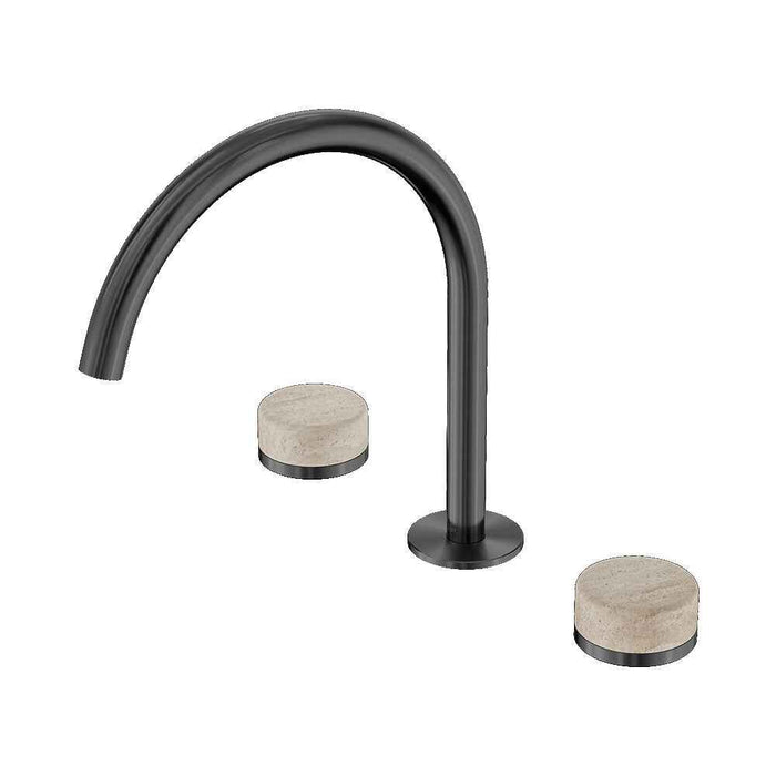 Nero Serenity Lead-Free DZR Brass Bath/Kitchen Set Arc With Rome Travertine Handle