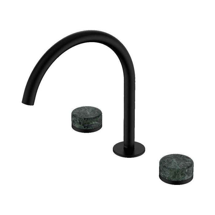 Nero Serenity Lead-Free DZR Brass Bath/Kitchen Set Arc With Verde Alpi Handle