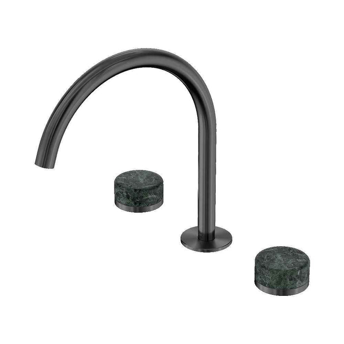 Nero Serenity Lead-Free DZR Brass Bath/Kitchen Set Arc With Verde Alpi Handle