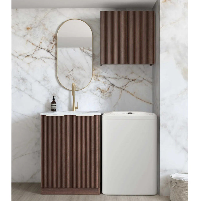 650*600*900mm Otti Havana Sable Walnut Fluted Moisture Resistant Plywood Base Cabinet Laundry Kit