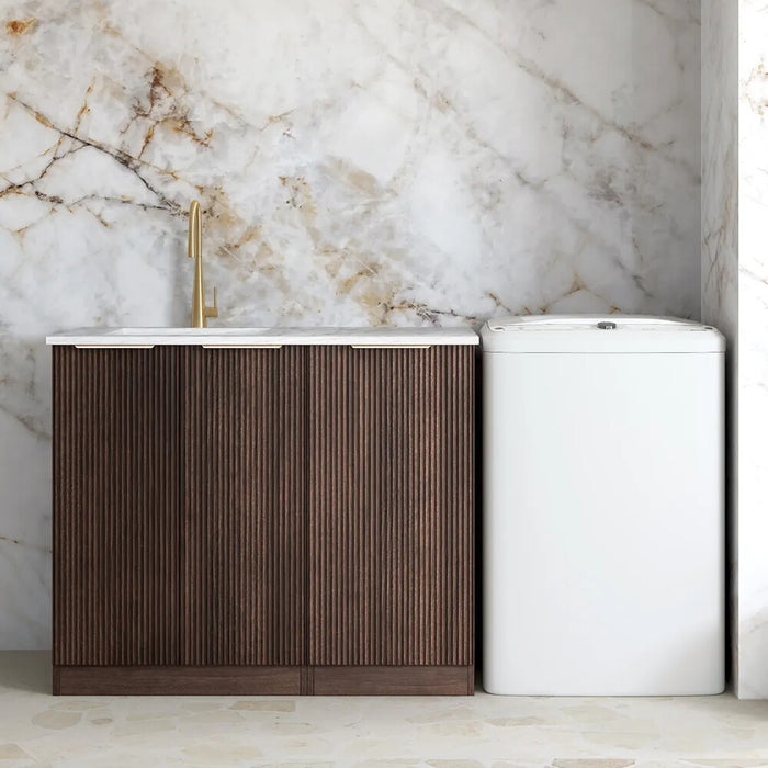 1060*600*900mm Otti Havana Sable Walnut Fluted Moisture Resistant Plywood Base Cabinet Laundry Kit
