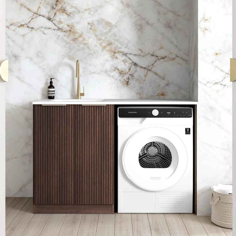 1300*600*900mm Otti Havana Sable Walnut Fluted Moisture Resistant Plywood Base Cabinet Laundry Kit