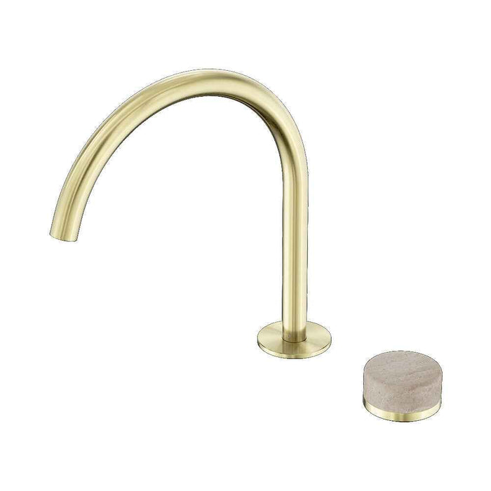 Nero Serenity Progressive Lead-Free DZR Brass Bath/Kitchen Mixer Arc With Rome Travertine Handle