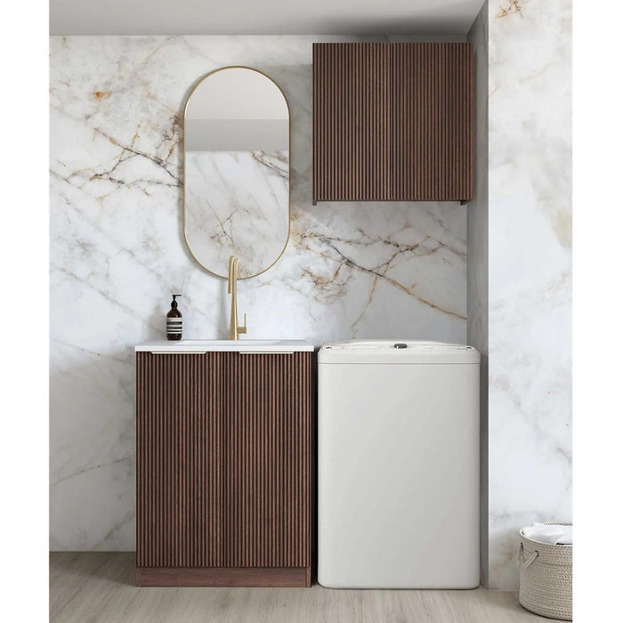 650*600*900mm Otti Havana Sable Walnut Fluted Moisture Resistant Plywood Base Cabinet Laundry Kit