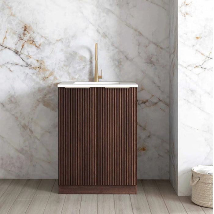 650*600*900mm Otti Havana Sable Walnut Fluted Moisture Resistant Plywood Base Cabinet Laundry Kit