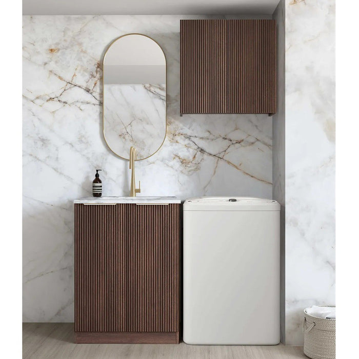 650*600*900mm Otti Havana Sable Walnut Fluted Moisture Resistant Plywood Base Cabinet Laundry Kit