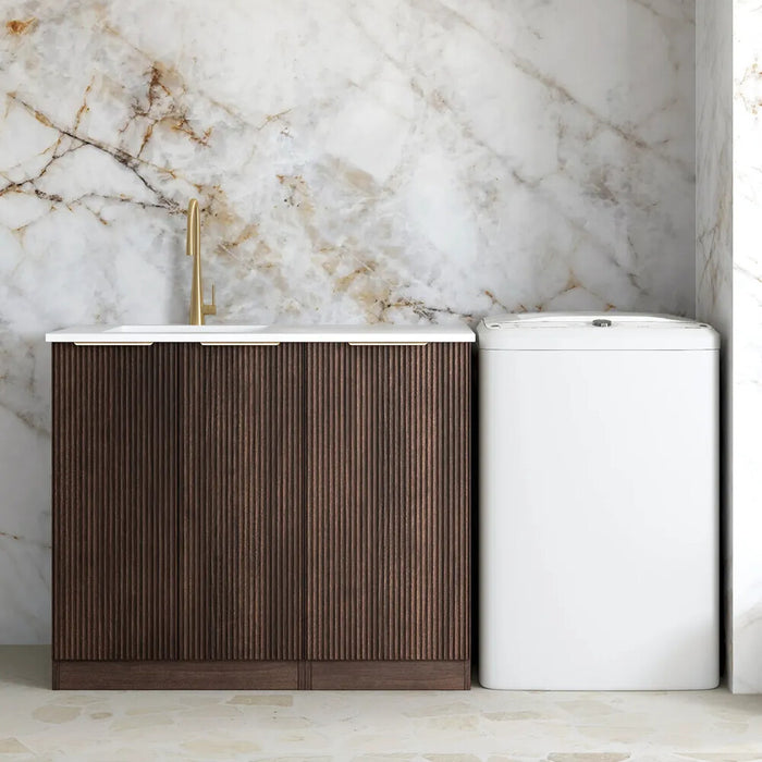 1060*600*900mm Otti Havana Sable Walnut Fluted Moisture Resistant Plywood Base Cabinet Laundry Kit