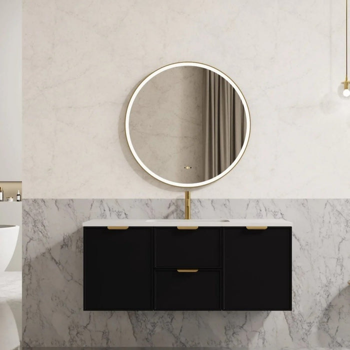 600-1500*455*480mm Poseidon Miami Matt Black PVC Finger Pull Handle Bathroom Wall Hung Vanity