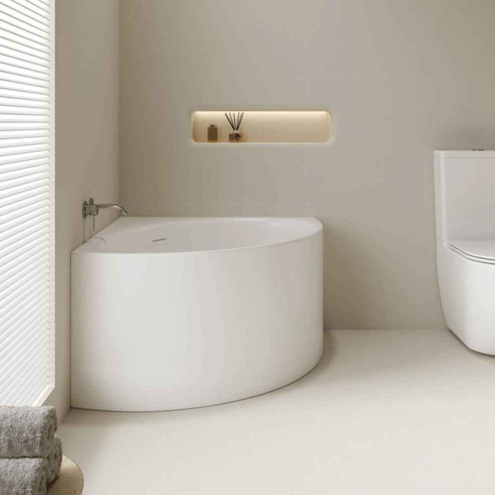 1000/1200*630mm Mercio Stanford Gloss White Acrylic With Overflow Triangle Corner Bathtub