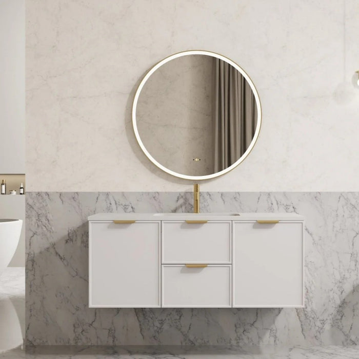600-1500*455*480mm Poseidon Miami Matt White PVC Finger Pull Handle Bathroom Wall Hung Vanity