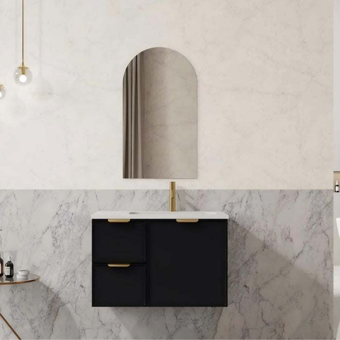 600-1500*455*480mm Poseidon Miami Matt Black PVC Finger Pull Handle Bathroom Wall Hung Vanity