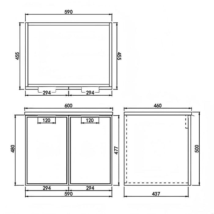 600-1500*455*480mm Poseidon Miami Matt White PVC Finger Pull Handle Bathroom Wall Hung Vanity