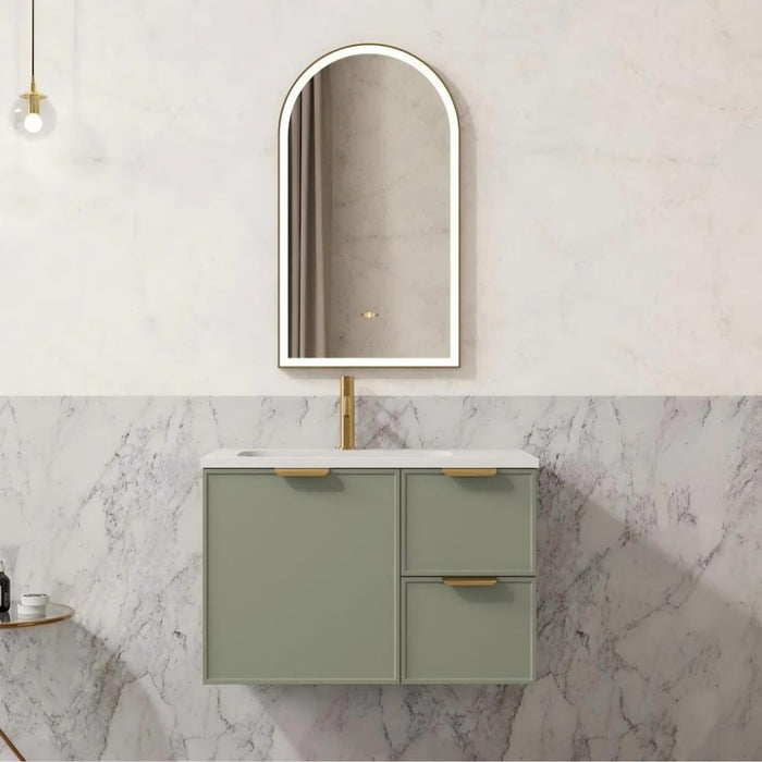 600-1500*455*480mm Poseidon Miami Olive Green PVC Finger Pull Handle Bathroom Wall Hung Vanity