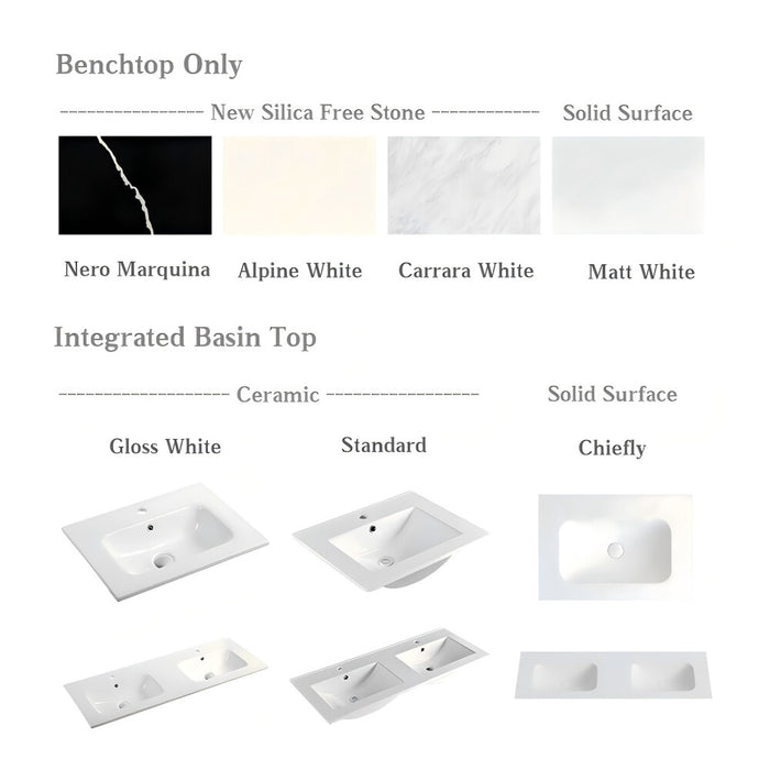 600-1500*455*480mm Poseidon Miami Matt White PVC Finger Pull Handle Bathroom Wall Hung Vanity