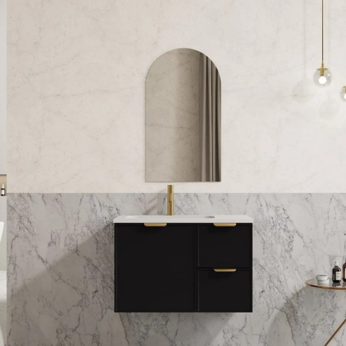 600-1500*455*480mm Poseidon Miami Matt Black PVC Finger Pull Handle Bathroom Wall Hung Vanity