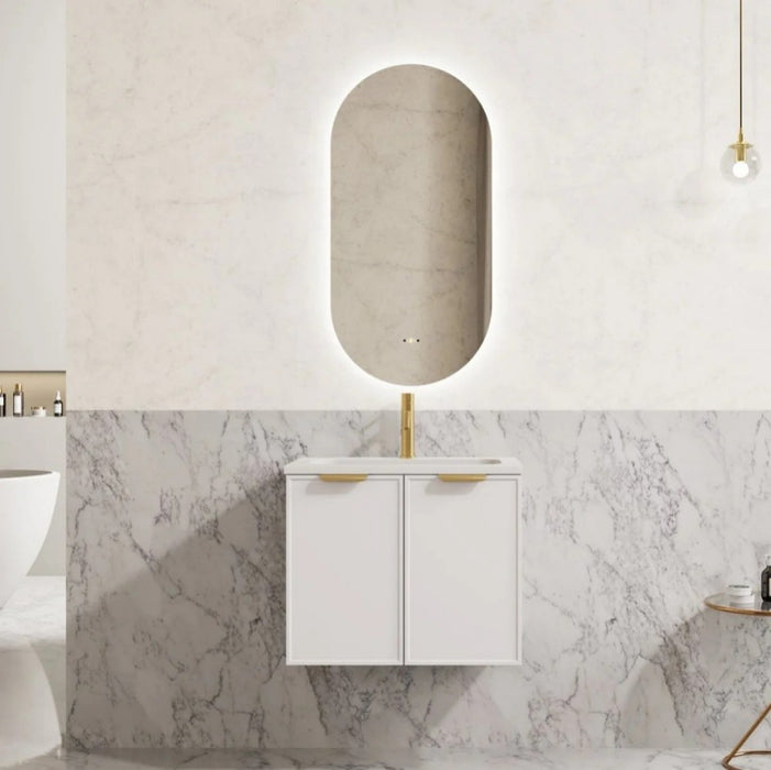 600-1500*455*480mm Poseidon Miami Matt White PVC Finger Pull Handle Bathroom Wall Hung Vanity