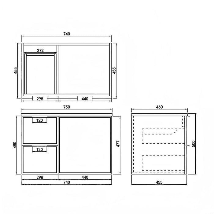 600-1500*455*480mm Poseidon Miami Olive Green PVC Finger Pull Handle Bathroom Wall Hung Vanity