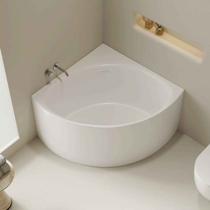 1000/1200*630mm Mercio Stanford Gloss White Acrylic With Overflow Triangle Corner Bathtub