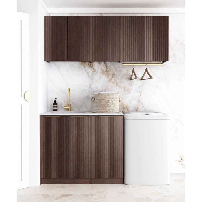 1715*600*2100mm Otti Havana Sable Walnut Fluted Moisture Resistant Plywood Laundry Kit