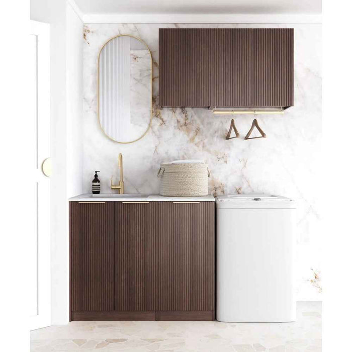 1715*600*2100mm Otti Havana Sable Walnut Fluted Moisture Resistant Plywood Laundry Kit
