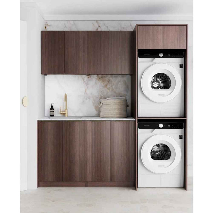 1960*600*2100mm Otti Havana Sable Walnut Fluted Moisture Resistant Plywood Laundry Kit
