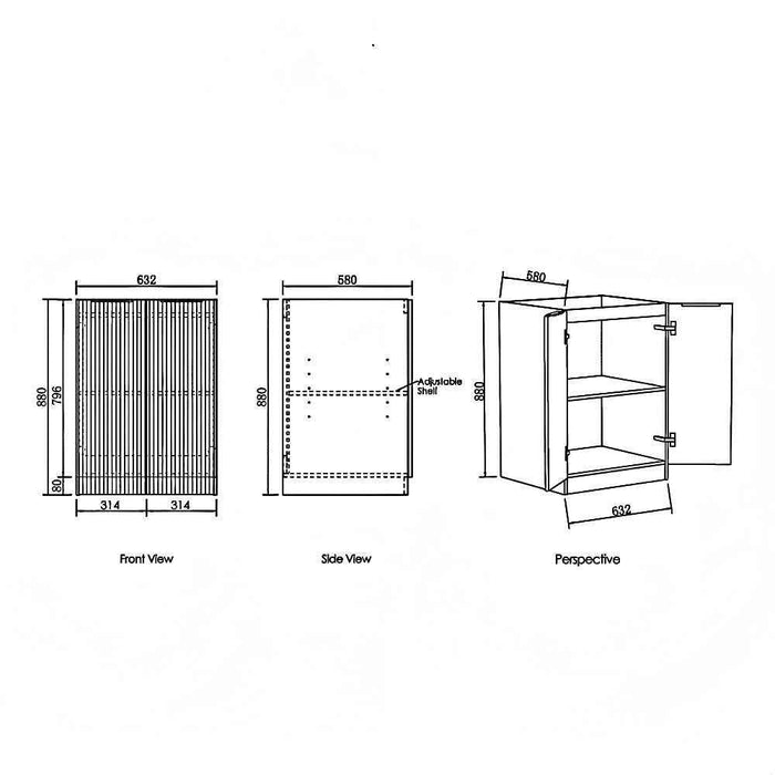1715*600*2100mm Otti Havana Sable Walnut Fluted Moisture Resistant Plywood Laundry Kit