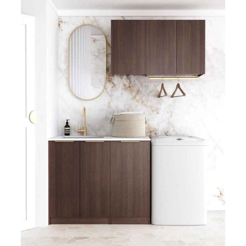 1715*600*2100mm Otti Havana Sable Walnut Fluted Moisture Resistant Plywood Laundry Kit