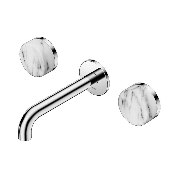 160mm Nero Serenity Lead-Free DZR Brass Wall Basin Set With Arabescato Corchia Handle