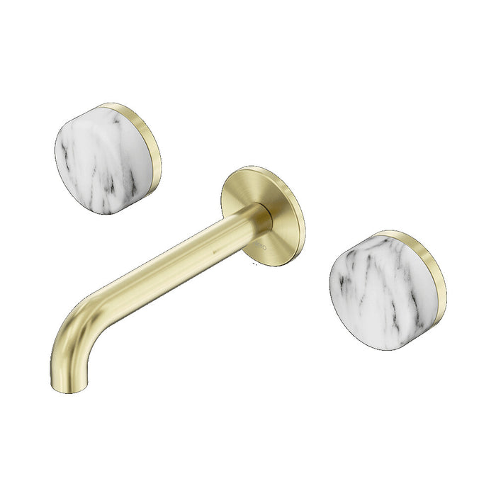 160mm Nero Serenity Lead-Free DZR Brass Wall Basin Set With Arabescato Corchia Handle