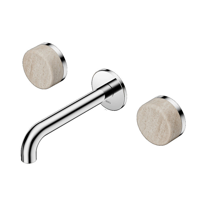 160mm Nero Serenity Lead-Free DZR Brass Wall Basin Set With Rome Travertine Handle