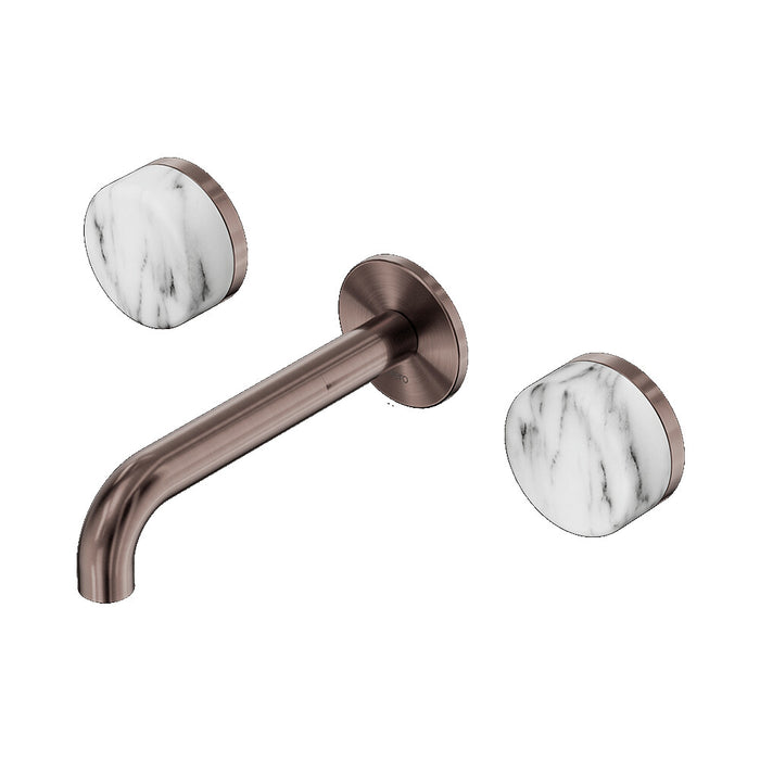 160mm Nero Serenity Lead-Free DZR Brass Wall Basin Set With Arabescato Corchia Handle