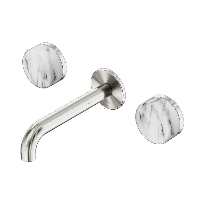 160mm Nero Serenity Lead-Free DZR Brass Wall Basin Set With Arabescato Corchia Handle