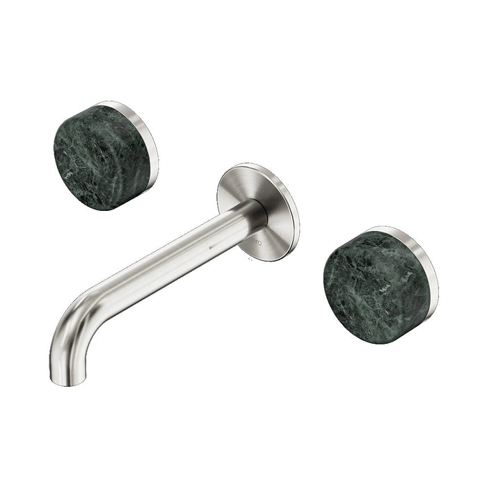 160mm Nero Serenity Lead-Free DZR Brass Wall Basin Set With Verde Alpi Handle