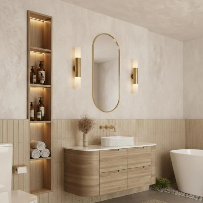750-1500*493*480mm Poseidon VITO Calvo Classic Oak PVC Curved Wall Hung Vanity