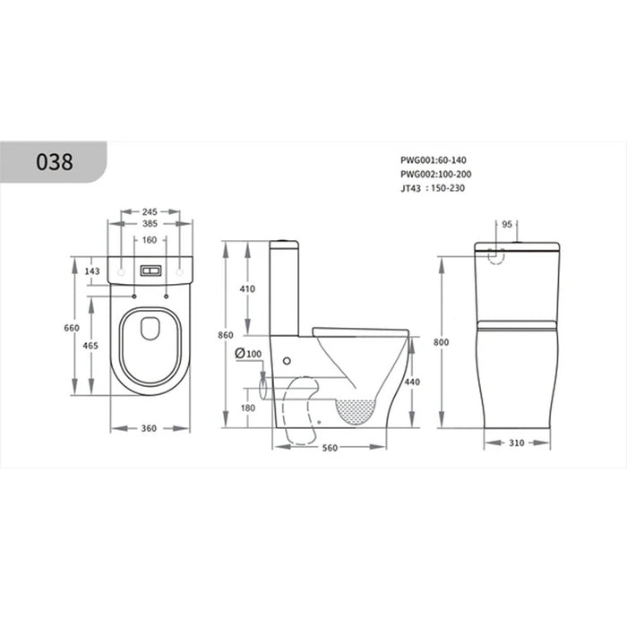 660*385*860mm Poseidon Lumia Tornado Rimless Ceramic Back To Wall Toilet Suite
