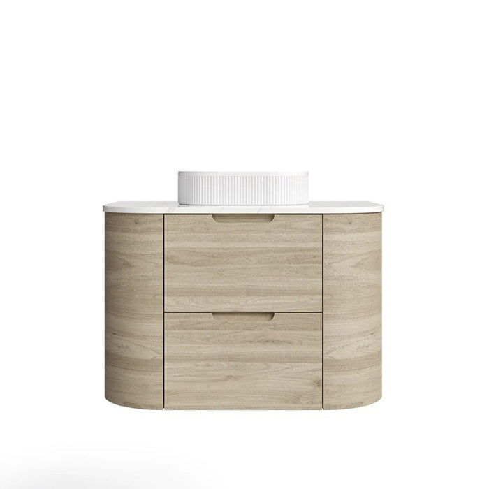 750-1500*493*480mm Poseidon VITO Calvo Classic Oak PVC Curved Wall Hung Vanity