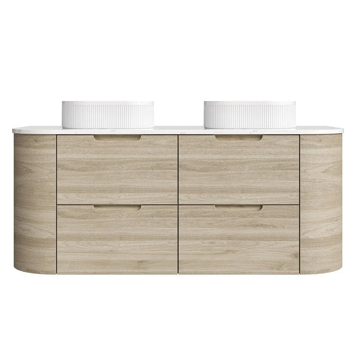 750-1500*493*480mm Poseidon VITO Calvo Classic Oak PVC Curved Wall Hung Vanity