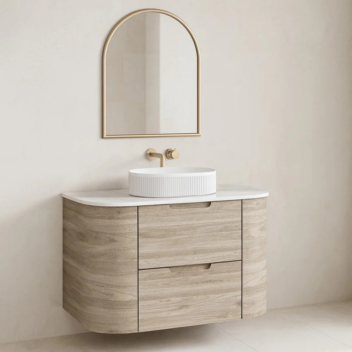 750-1500*493*480mm Poseidon VITO Calvo Classic Oak PVC Curved Wall Hung Vanity
