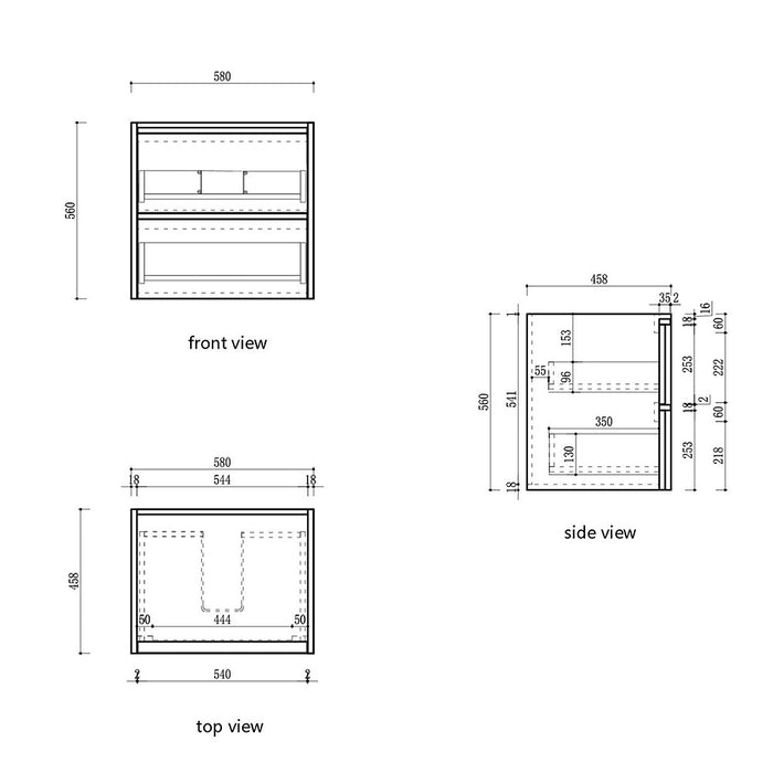 600-1800*460*560mm Aulic Venetta Harvest Oak Plywood Framed Wall Hung Vanity