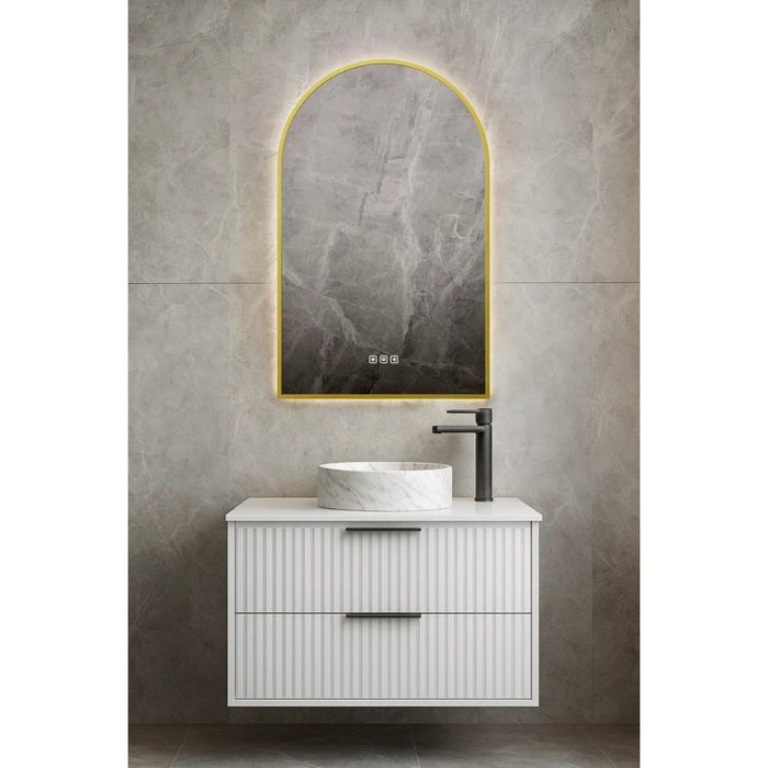 500*750mm Poseidon LUMIX Arch Sensor Control Bluetooth Framed LED Smart Mirror