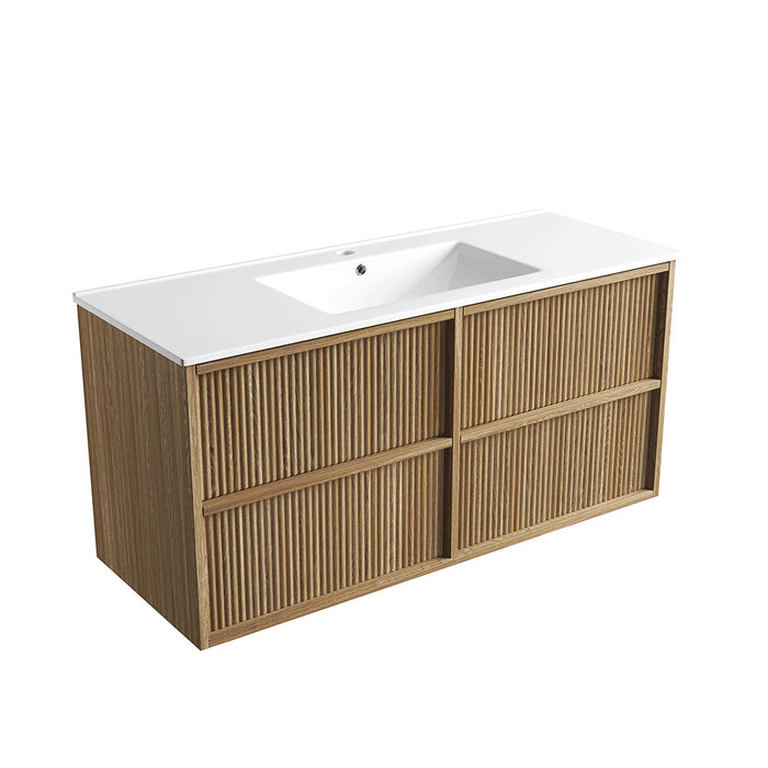 600-1800*460*560mm Aulic Venetta Harvest Oak Plywood Wall Hung Fluted Framed Vanity