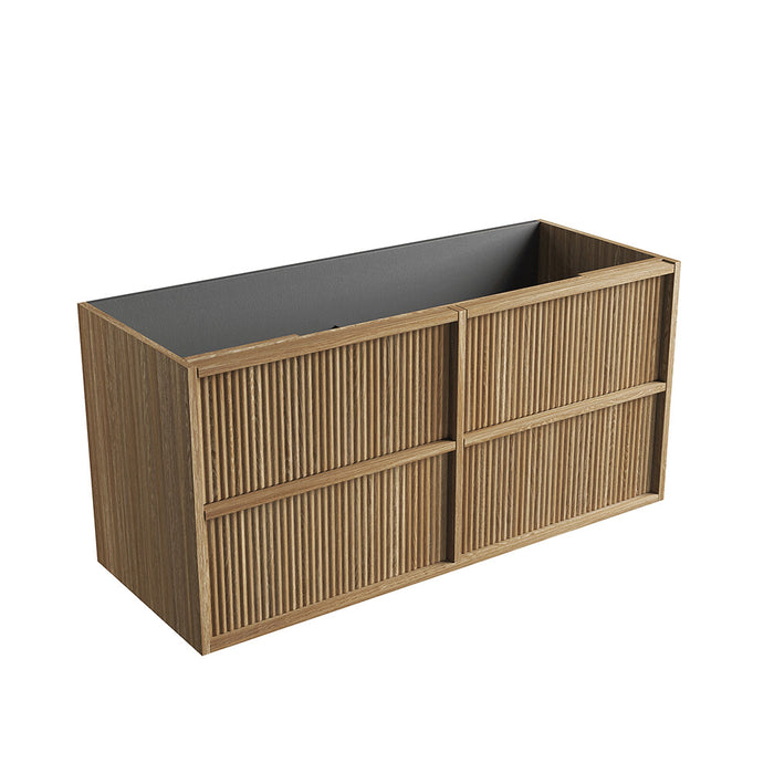 600-1800*460*560mm Aulic Venetta Harvest Oak Plywood Wall Hung Fluted Framed Vanity