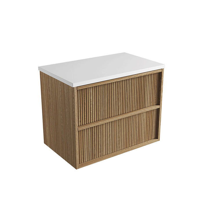 600-1800*460*560mm Aulic Venetta Harvest Oak Plywood Wall Hung Fluted Framed Vanity