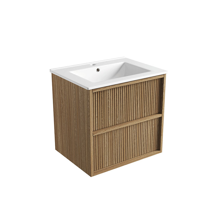 600-1800*460*560mm Aulic Venetta Harvest Oak Plywood Wall Hung Fluted Framed Vanity