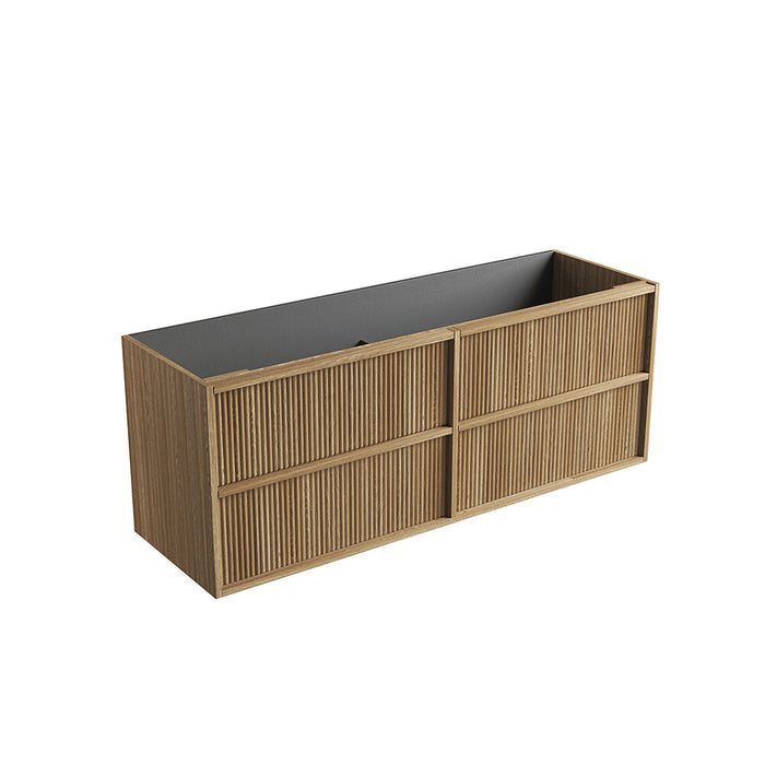 600-1800*460*560mm Aulic Venetta Harvest Oak Plywood Wall Hung Fluted Framed Vanity