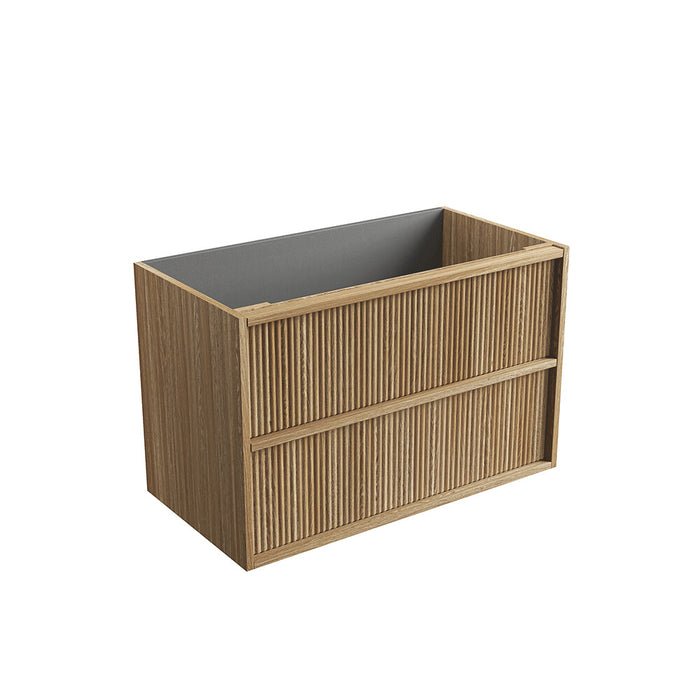 600-1800*460*560mm Aulic Venetta Harvest Oak Plywood Wall Hung Fluted Framed Vanity