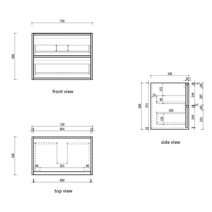 600-1800*460*560mm Aulic Venetta Harvest Oak Plywood Wall Hung Fluted Framed Vanity