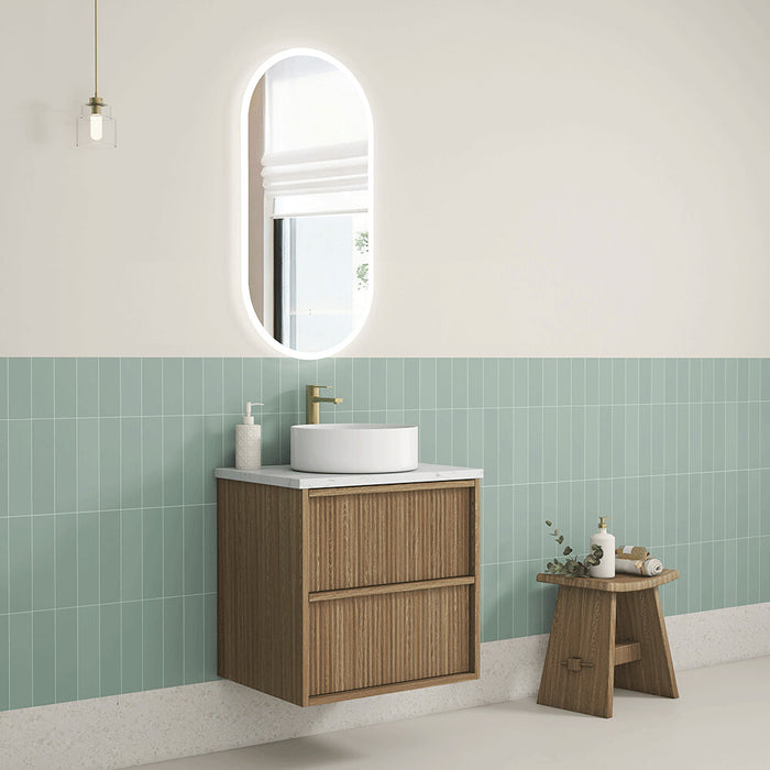 600-1800*460*560mm Aulic Venetta Harvest Oak Plywood Wall Hung Fluted Framed Vanity